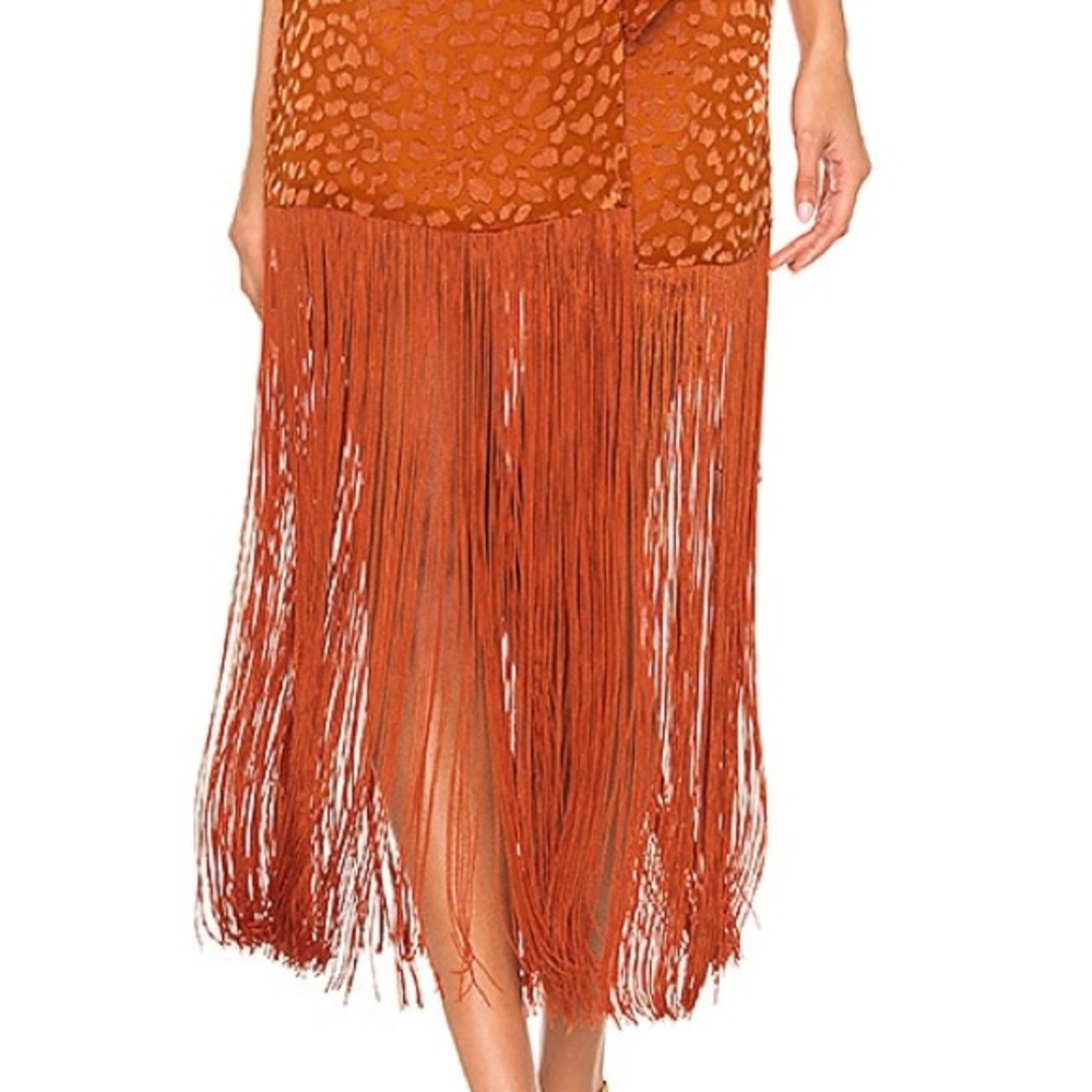 LPA Oriana Orange Rust Fringe Skirt